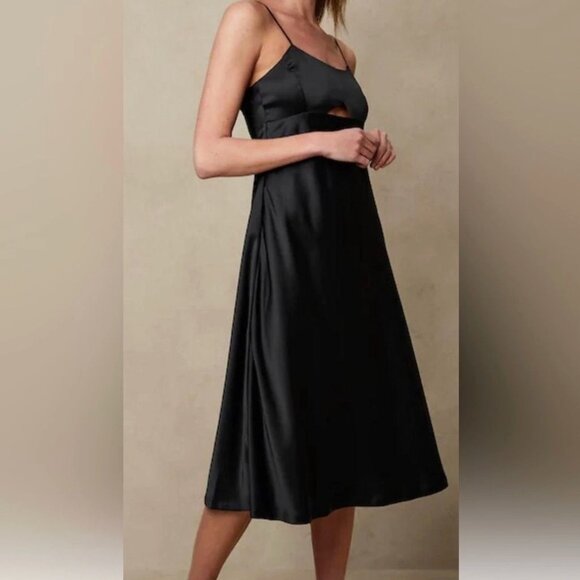 NWT Banana Republic Satin Cutout Midi Slip Dress - Picture 1 of 7